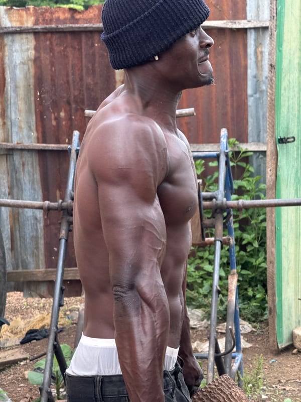 DIY outdoor gym session in a backyard in Akwanga, Nigeria