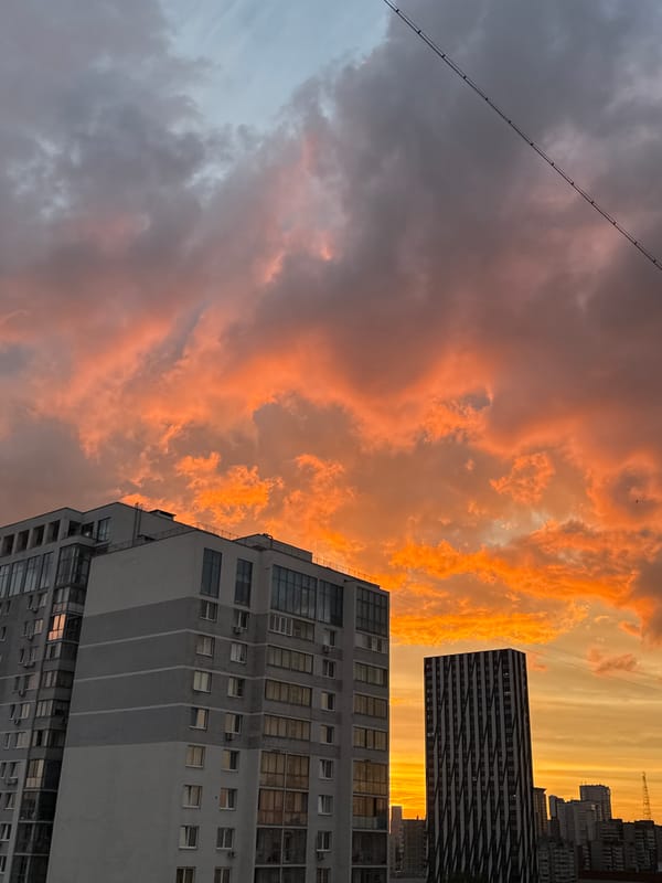 Dramatic sunset illuminates Yekaterinburg with vibrant orange, red clouds