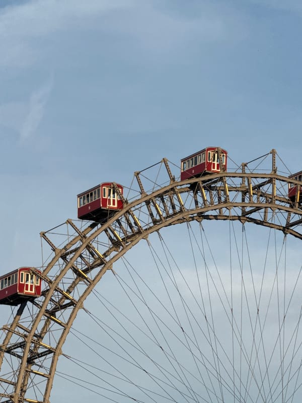 Vienna's Wiener Riesenrad from every angle on a clear afternoon