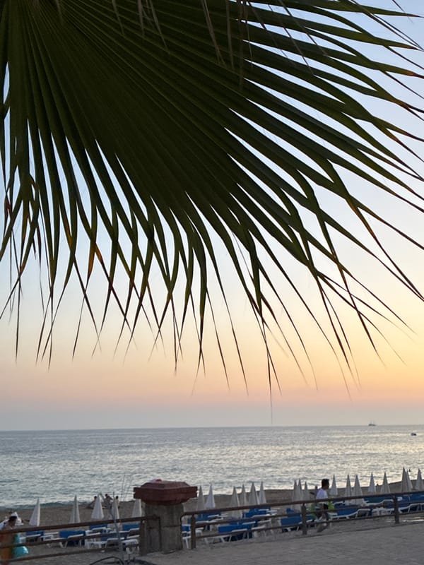 Sunset along Alanya's Kleopatra Beach promenade