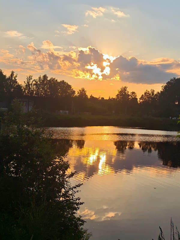 Sunset over Russian waterway captured in multiple views