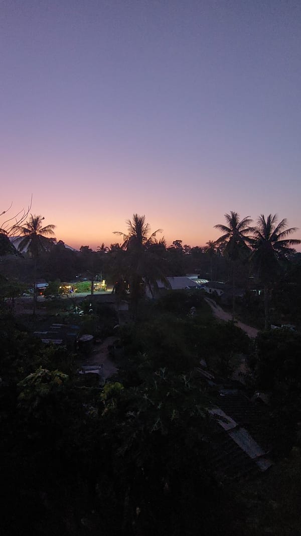 Dawn sky gradient observed in Baan Mae Nam, Thailand