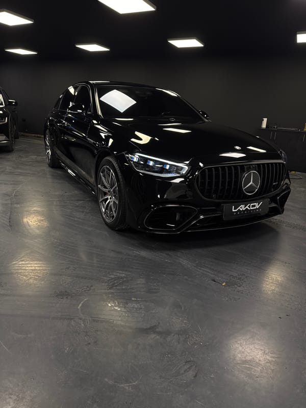 Black Mercedes S63 AMG detailed in a Ruse studio