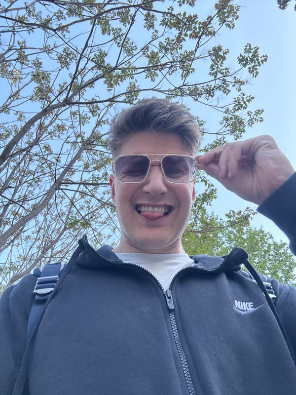 Man takes cheerful selfies on sunny afternoon in Plovdiv