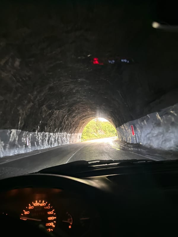 Vehicle passes through concrete tunnel in Bulgarian village