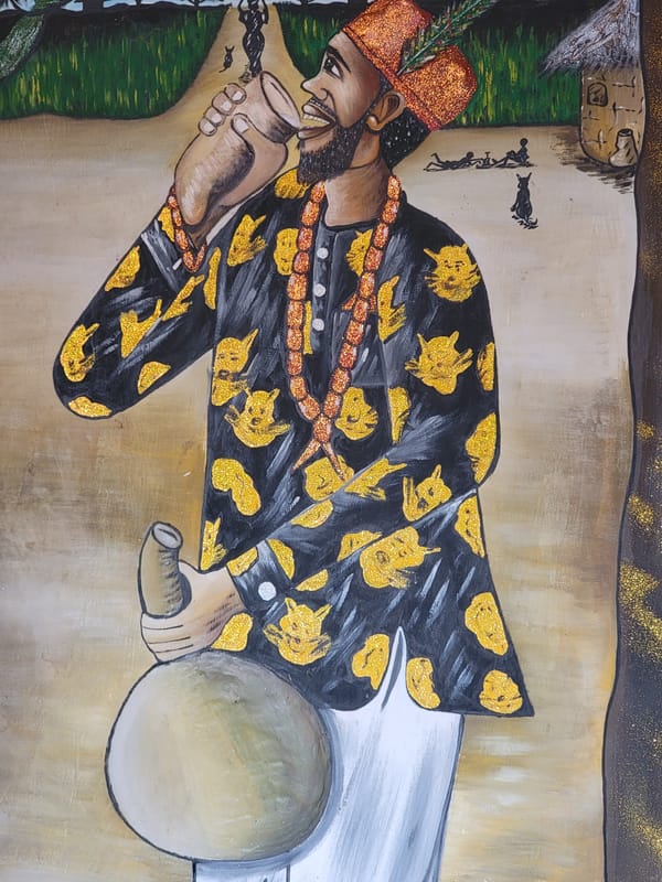 Traditional art spotted in Sabon Tasha depicts reclining figure