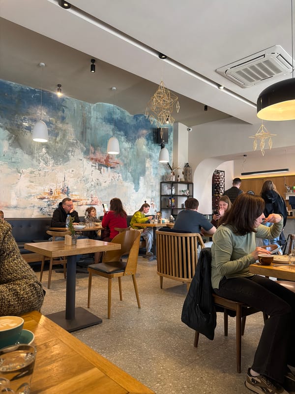 Morning cafe scene captured in Hrodna, Belarus