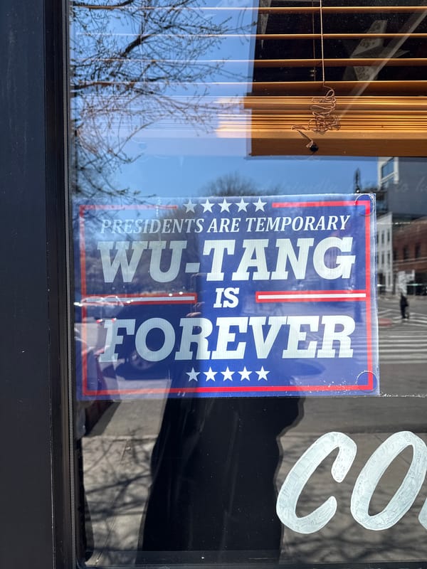 New York residents document Wu-Tang sign and meal Monday evening