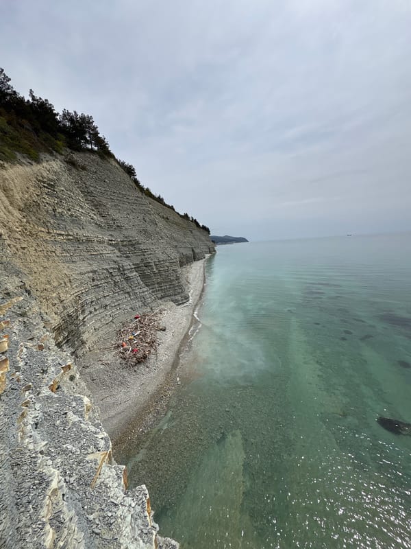 Dramatic coastal cliffs documented near Gelendzhik, Russia
