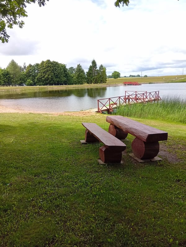 Exploring lakeside recreational facilities in Šaukėnai, Lithuania