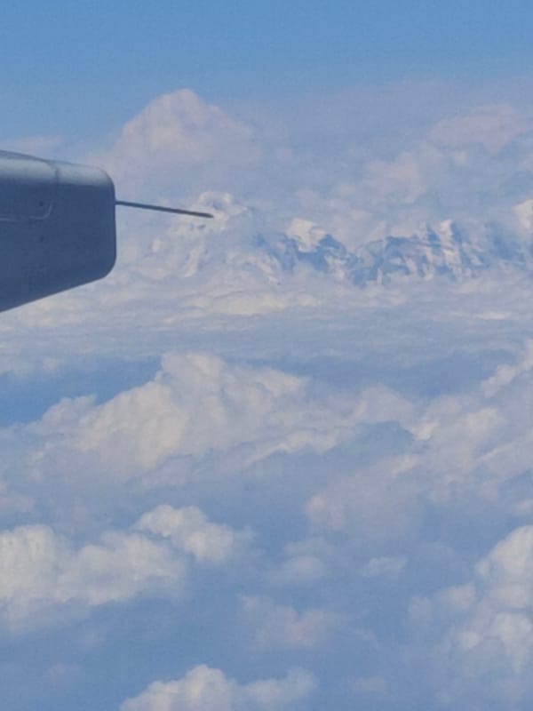 Aerial view captured from airplane window over Rudrapur, India