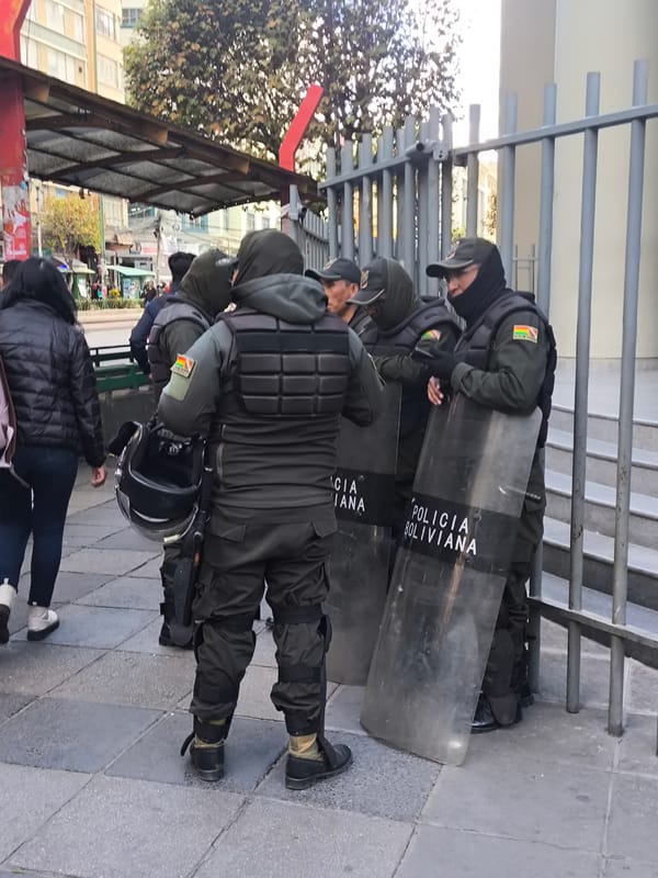 Riot police deployed in La Paz, Bolivia