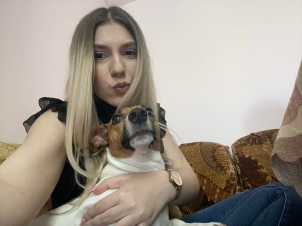 Woman photographed with dog in rotated images, Burgas