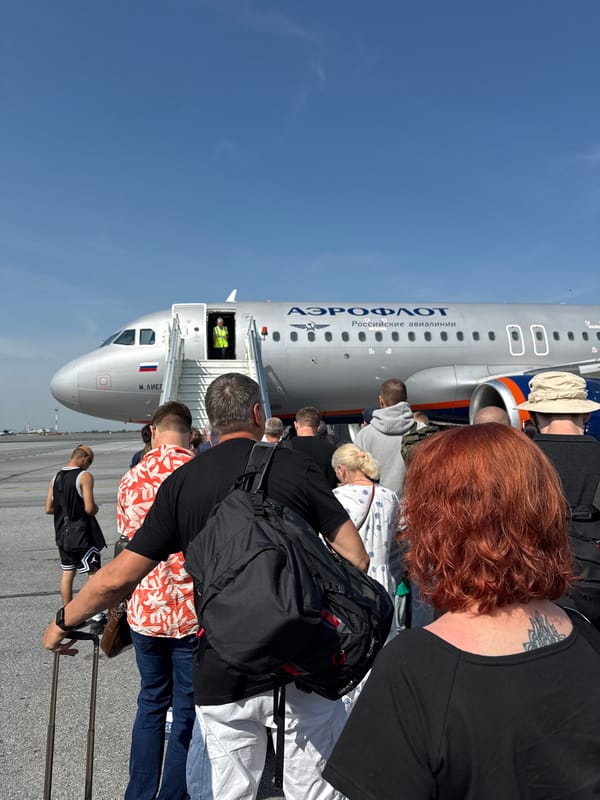Passengers boarding an Aeroflot jet in Kalinino, Russia