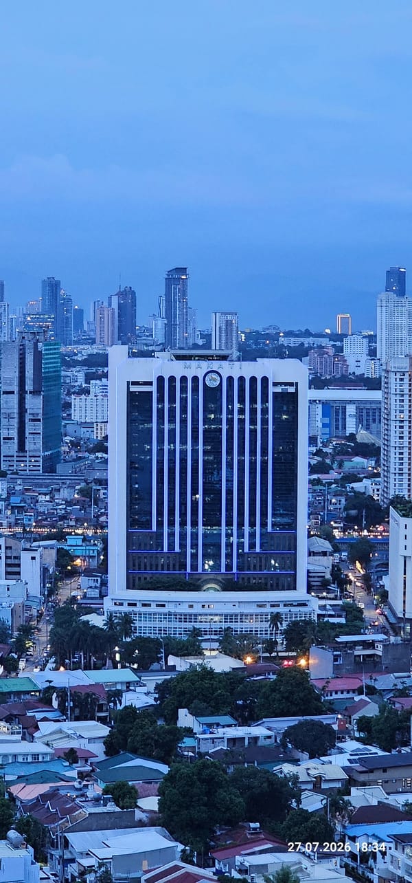 Makati skyline at dusk and night, multiple aerial angles