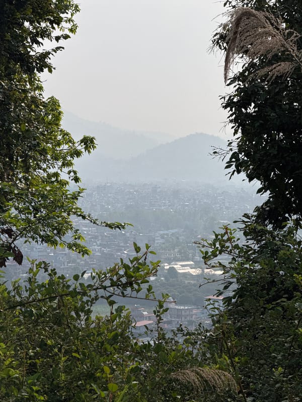 Hazy morning views captured over Pokhara and Phewa Lake