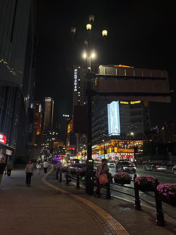 Nighttime street scenes documented across Yuzhong District, Chongqing