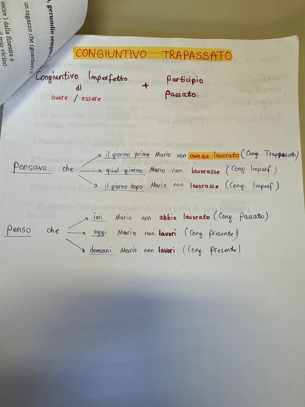Italian grammar notes photographed in Milan