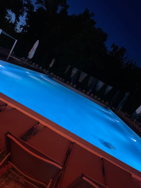 Summer evening at a resort pool in Vadul lui Voda