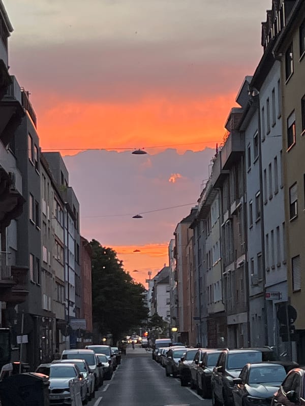 Urban streets at golden hour, sunset doing its thing