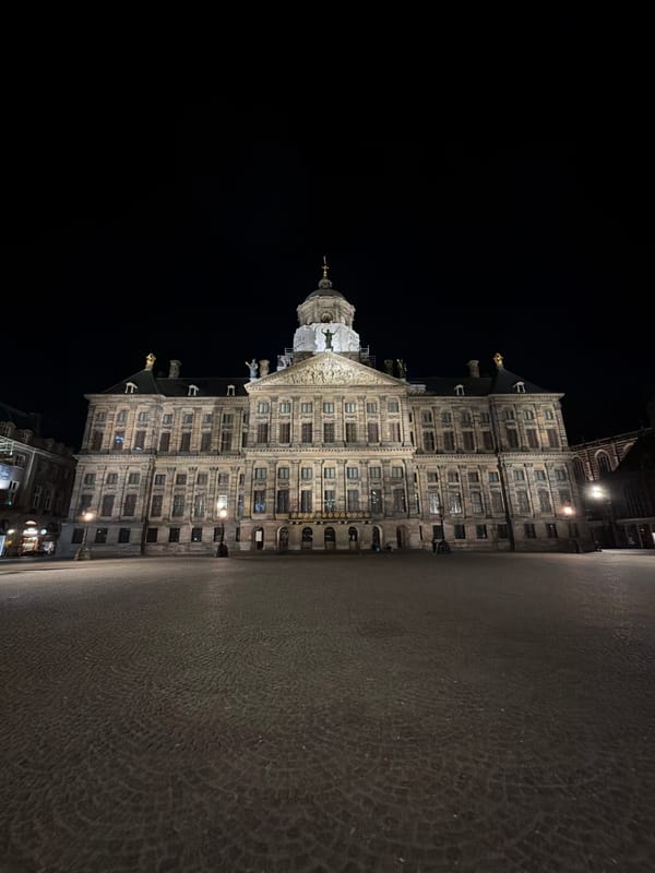 Royal Palace Amsterdam photographed illuminated at night