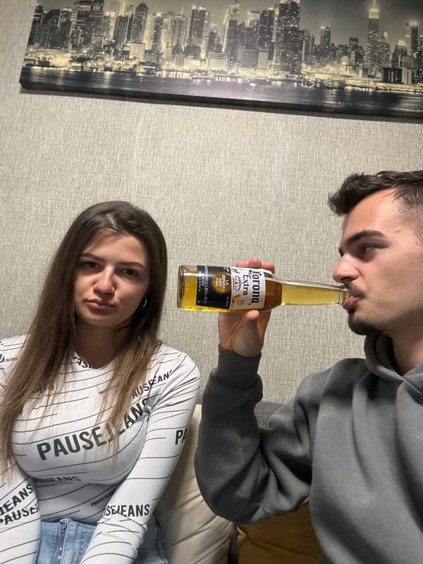 Corona beer shared among friends in Sofia evening gathering