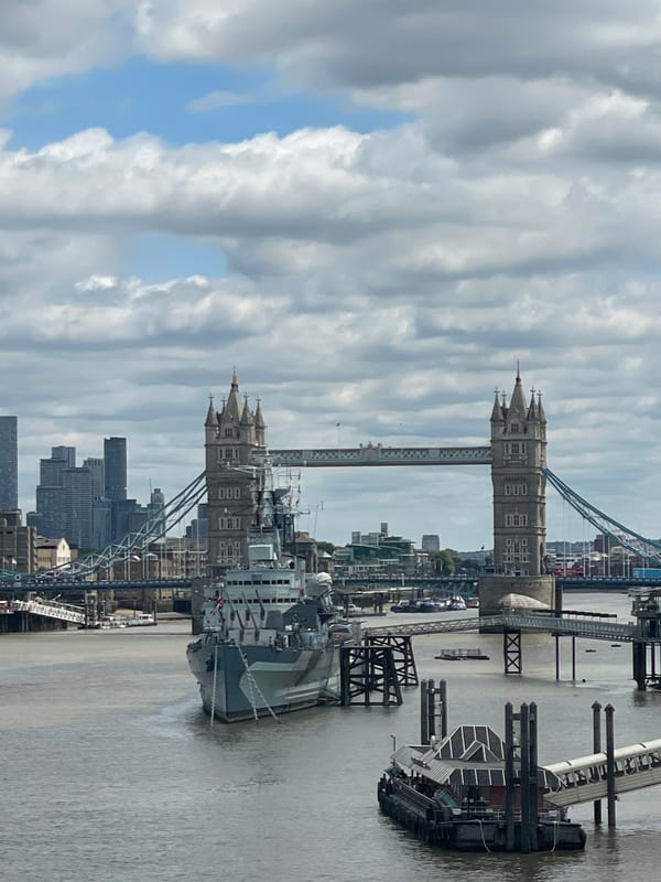 Tower Bridge, the Thames, and the Tube on a July morning