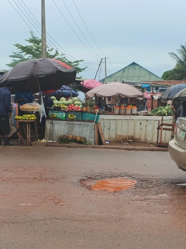 Market operates amid damaged roads in Rido, Nigeria