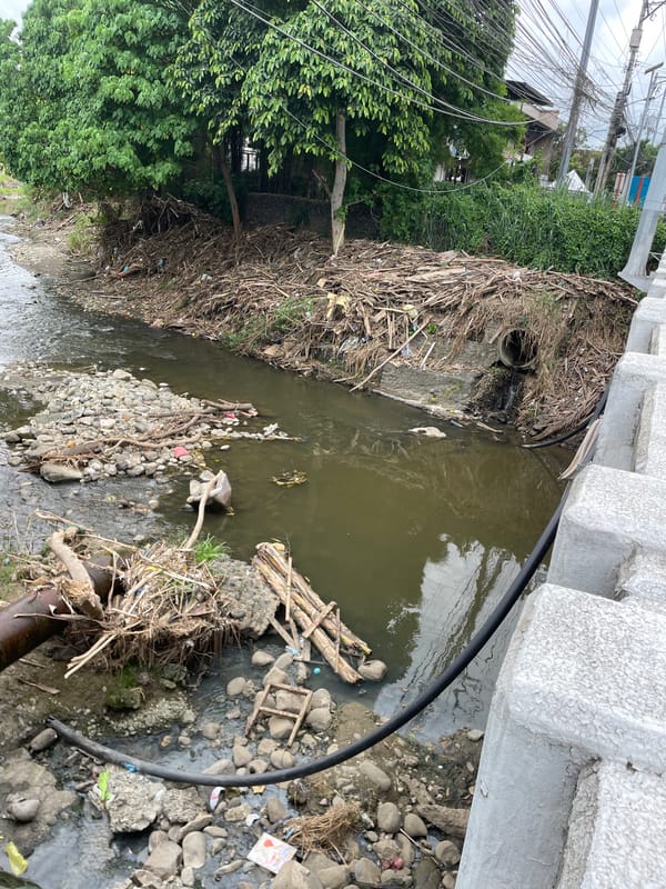 Polluted riverbank documented in Davao City amid normal traffic