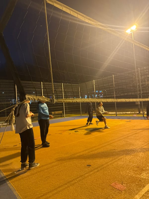 Nighttime sports court gathering in Moscow