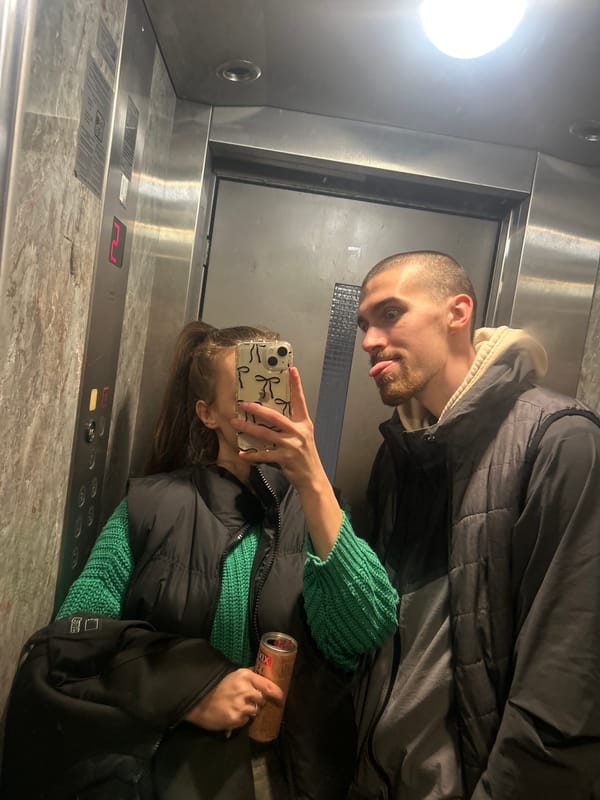 Everyday moments captured in Burgas: elevator selfie, lunch meal