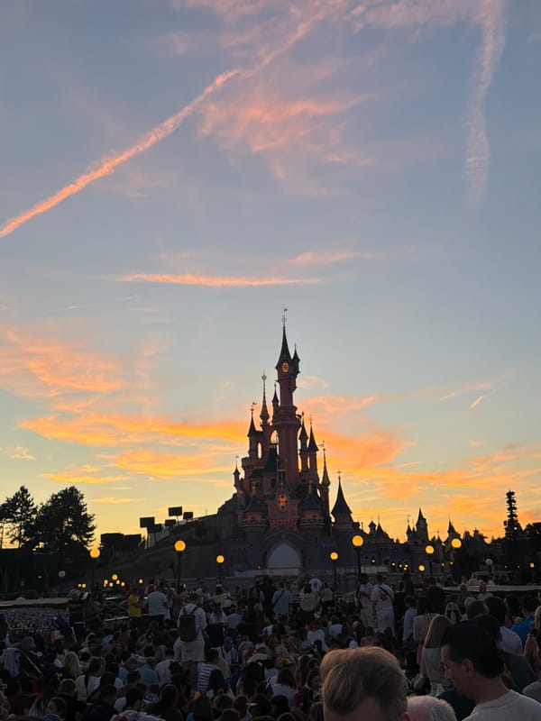 Sleeping Beauty Castle at golden hour, Disneyland Paris