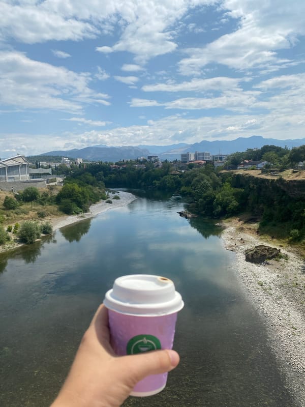 Coffee cup over the Morača River, Podgorica