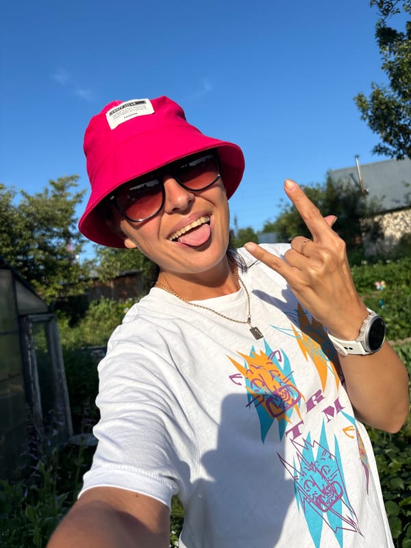 Sunny garden selfie session in Chaikovsky, Russia