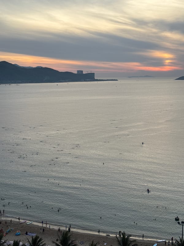 Nha Trang beach at golden hour, sky and sea
