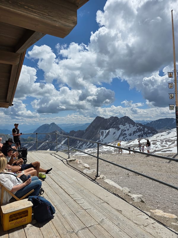 Summer morning buzz at the Zugspitze summit