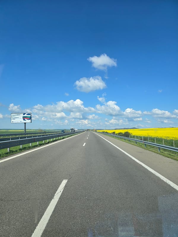 Morning highway travel documented near Bulgarovo, Bulgaria