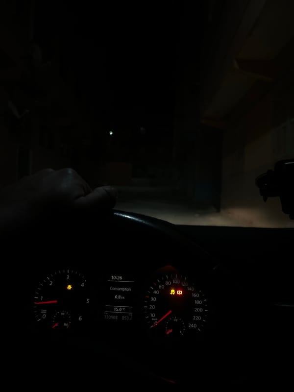 Nighttime drive through Ouaouizert, Morocco streets captured from vehicle