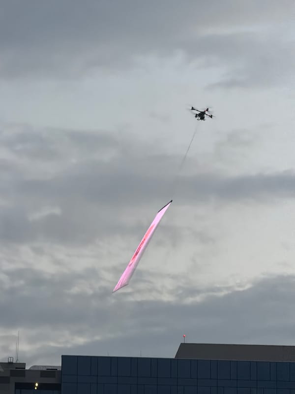 Drone carries banner over Sofia alongside a Mona Lisa puzzle