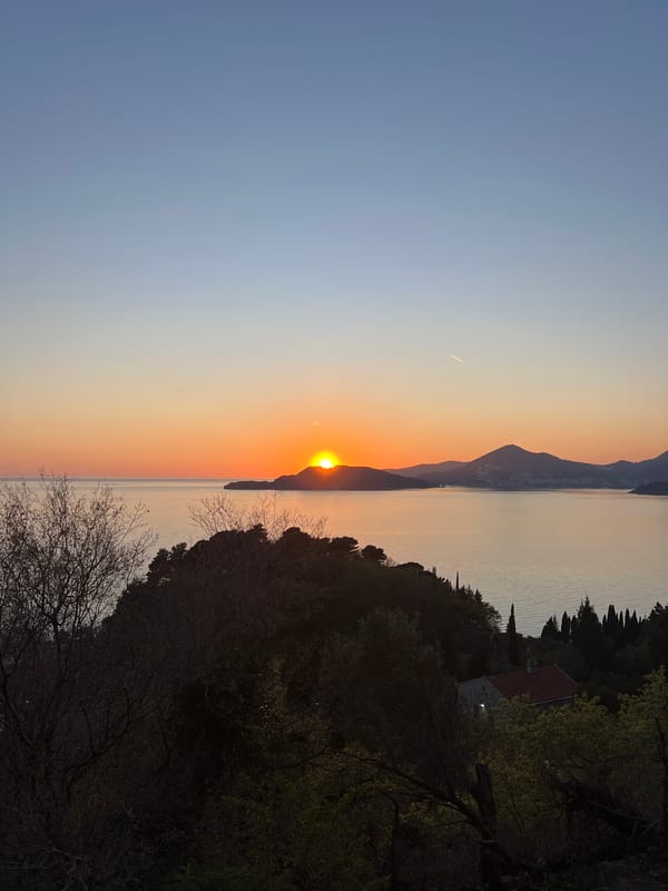 Sunset captured at Sveti Stefan island resort, Montenegro