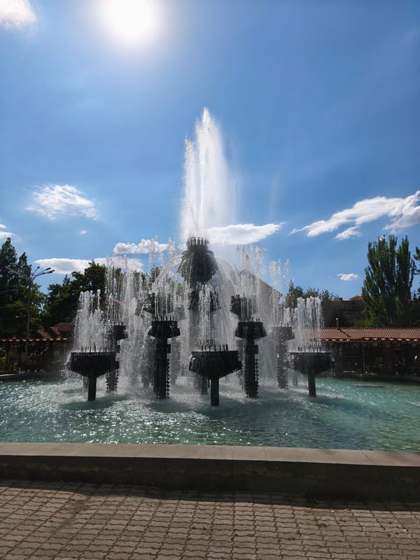 Multi-tiered fountain display in Yerevan public area