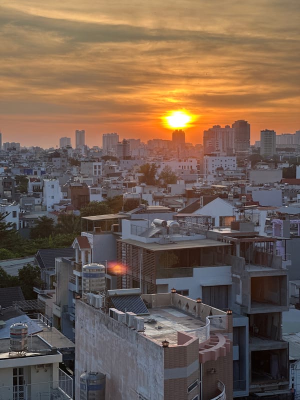 Sunset timelapse captured over Ho Chi Minh City skyline