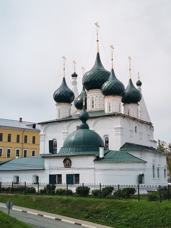 Russian church towns, park scenes, and casual food moments