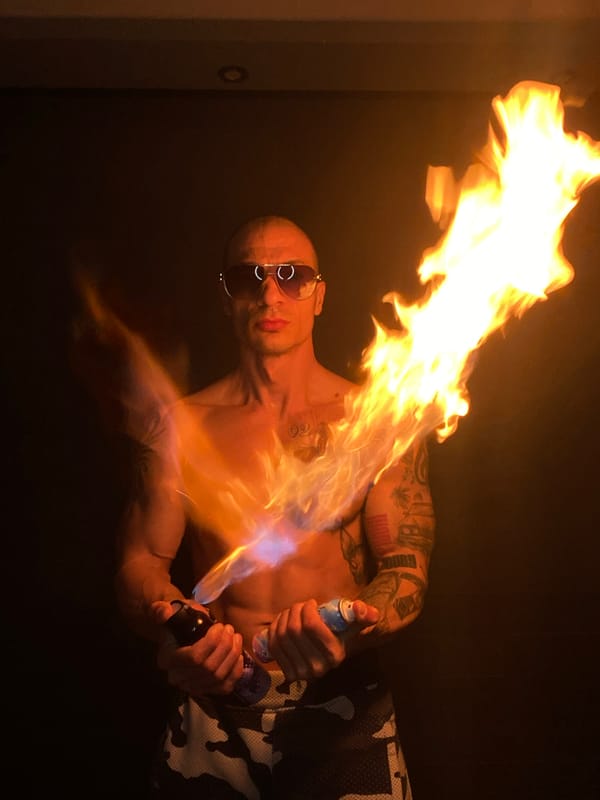 Man with lighter creates large flame in Pleven