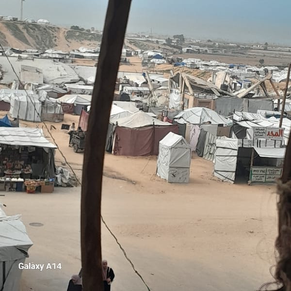 Khan Yunis displacement camps and damaged buildings documented