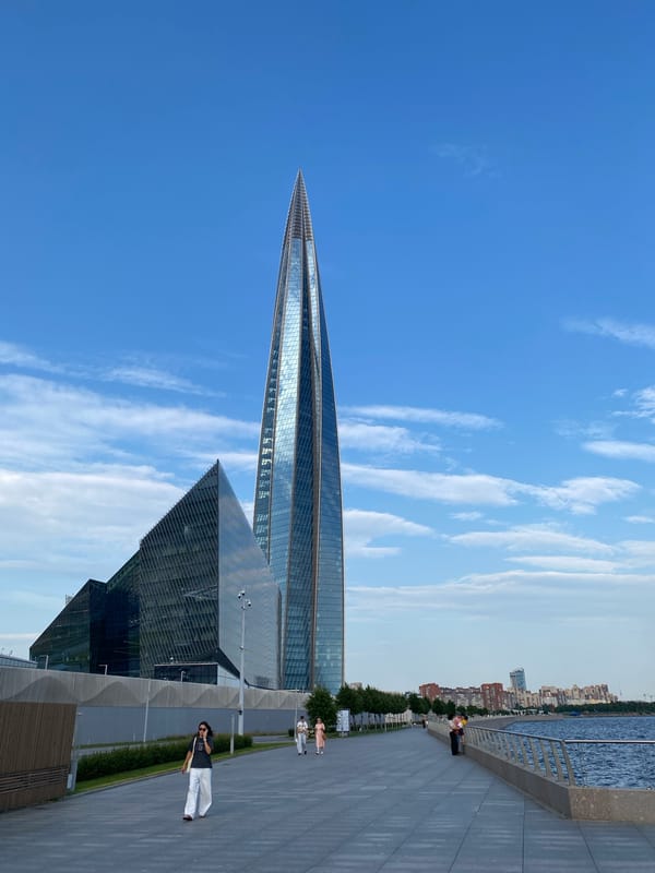 Lakhta Center waterfront on a sunny St. Petersburg afternoon