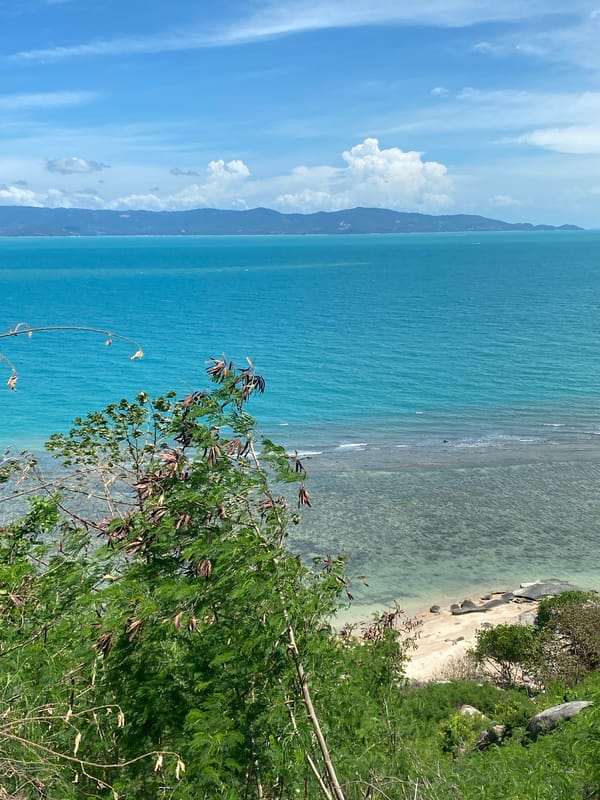 Scenic coastal views captured from elevated position in Baan Kai