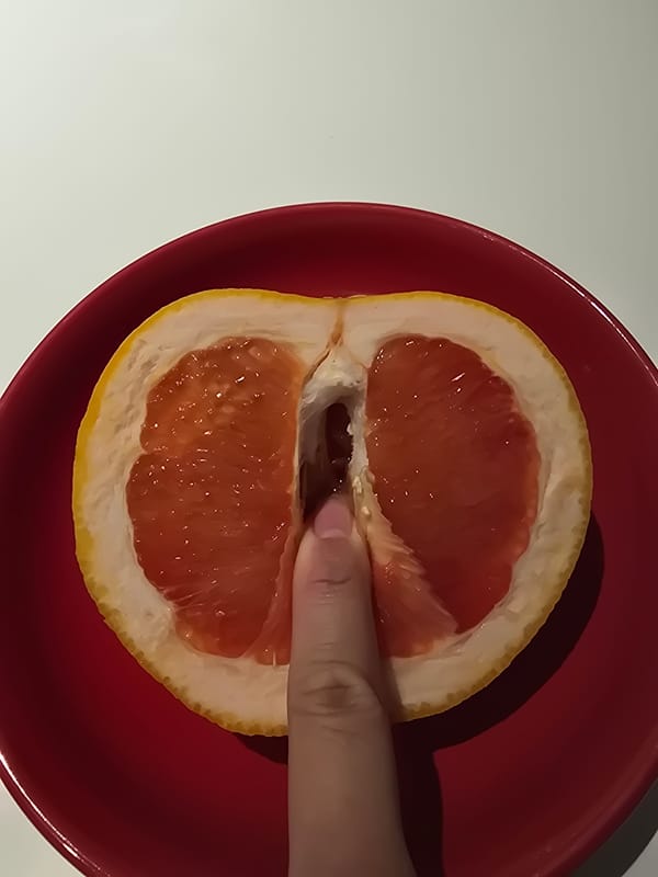 Grapefruit photographed in bowl in Khimki, Russia