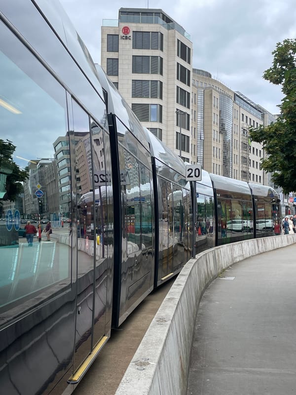 Morning urban transit and city views documented in Luxembourg