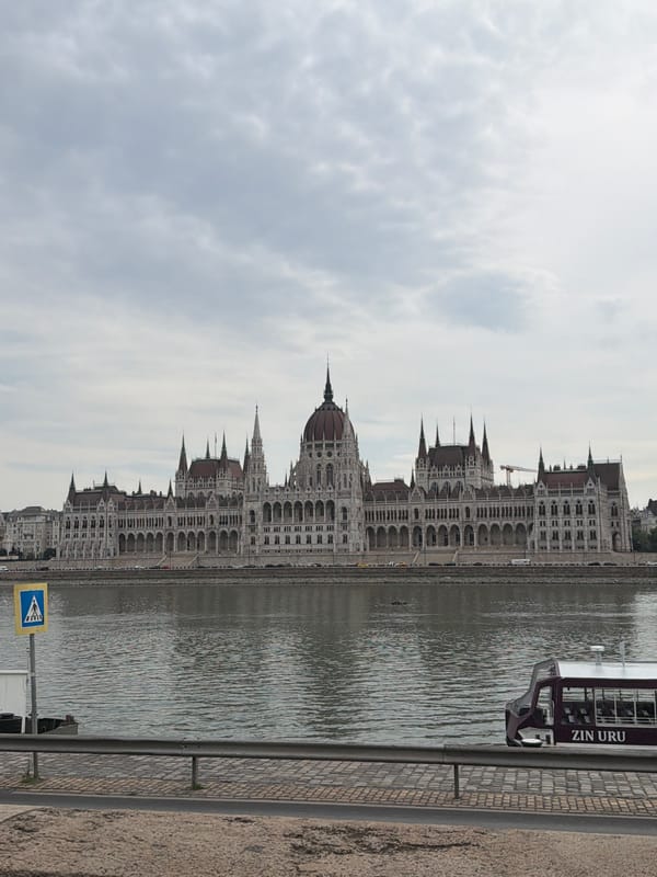 Hungarian Parliament Building viewed from the Danube riverbank